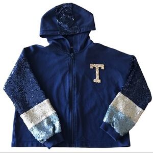 Tyess Sequin Trim Zip Up Hooded Sweatshirt 10